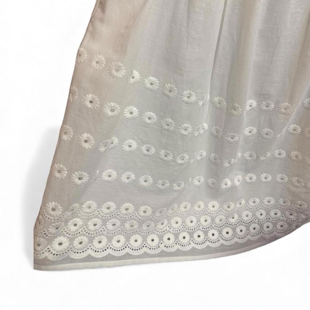 NWT CAARA White Eyelet Mini Dress A-Line Flutter Sleeve M Coquette Cottagecore - Picture 7 of 9